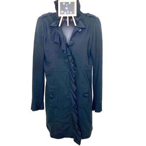 KUT FROM THE KLOTH RUFFLED MID JACKET BLACK SIZE SMALL